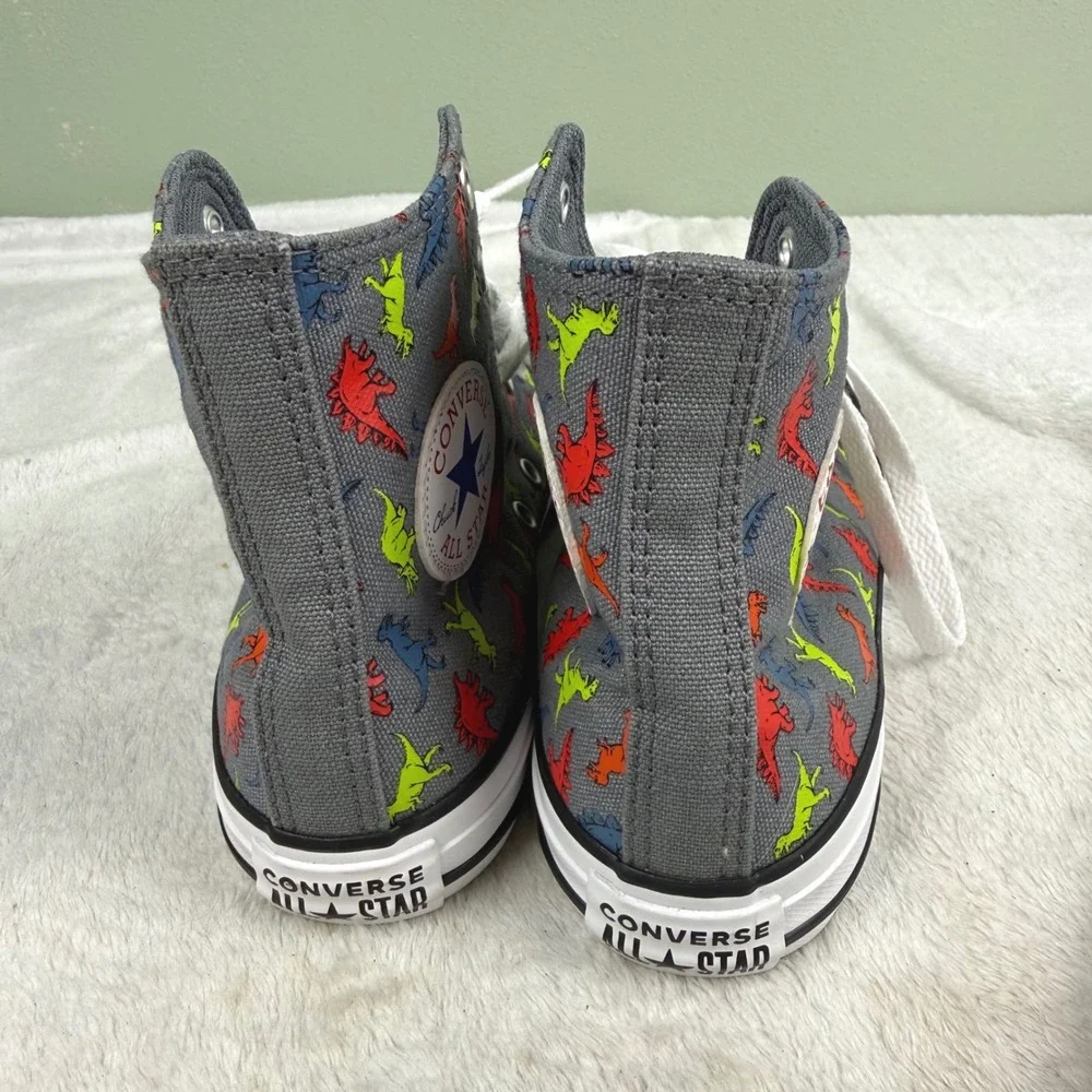 Converse Chuck Taylor All Star Dinoverse Gray Dinosaur High Top Shoes Junior 2